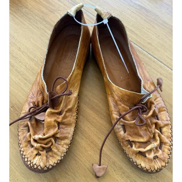 Spring Step Shoes - Spring Step Berna Size 39 8.5 Caramel Leather Tan Whip Stitch Slip On Loafer